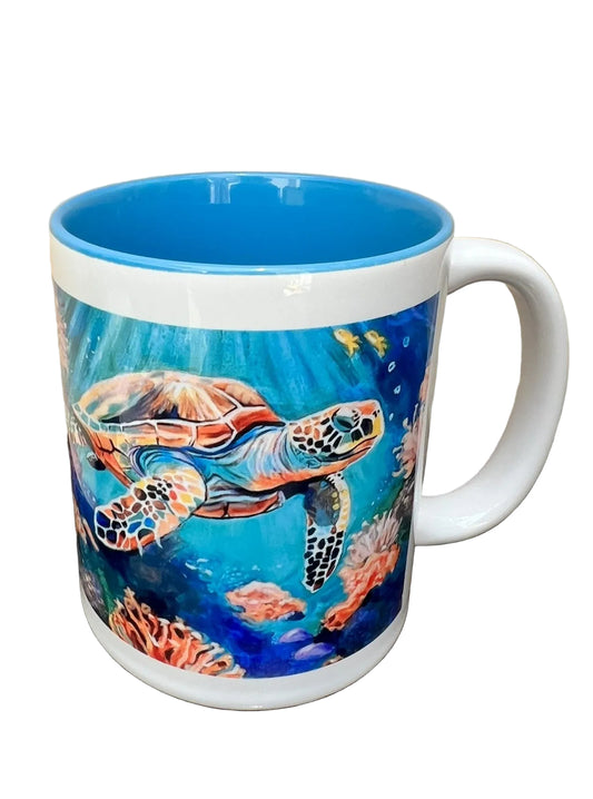 Mug with print of original painting: Ocean Life is Wonderful