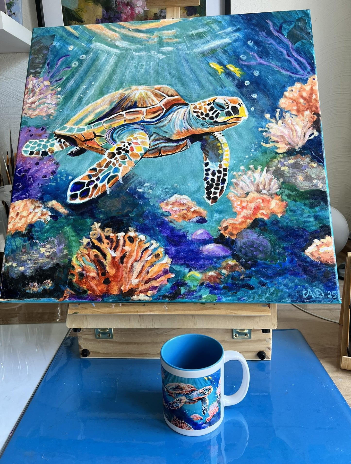 Mug with print of original painting: Ocean Life is Wonderful