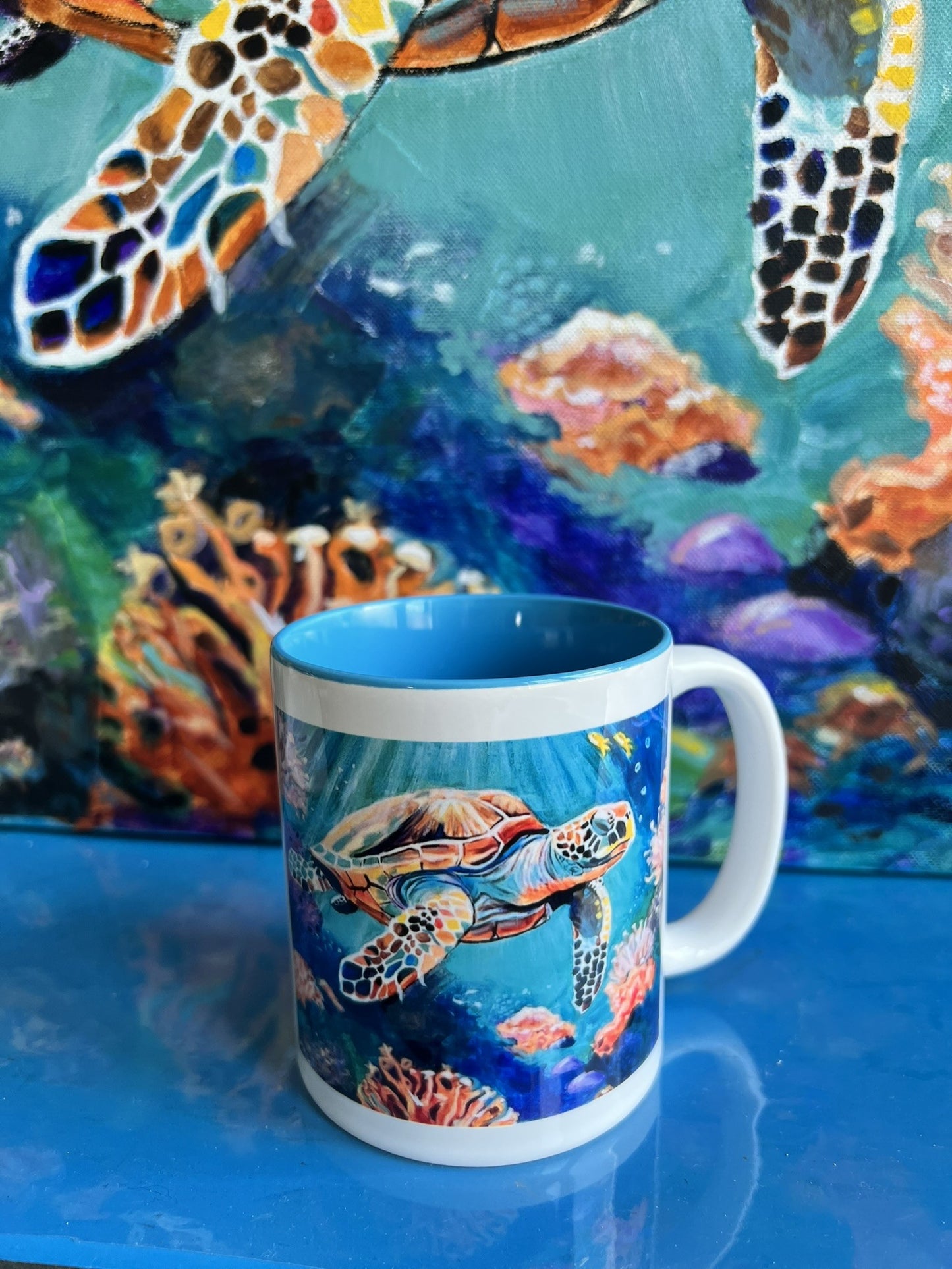 Mug with print of original painting: Ocean Life is Wonderful
