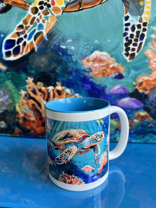Mug with print of original painting: Ocean Life is Wonderful